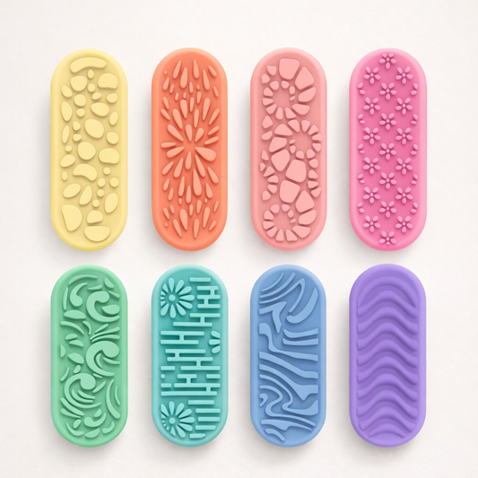 Textured Sensory Worry Stones for Kids – Soft Silicone Calming Fidget Toy for Anxiety Relief & Emotional Support •