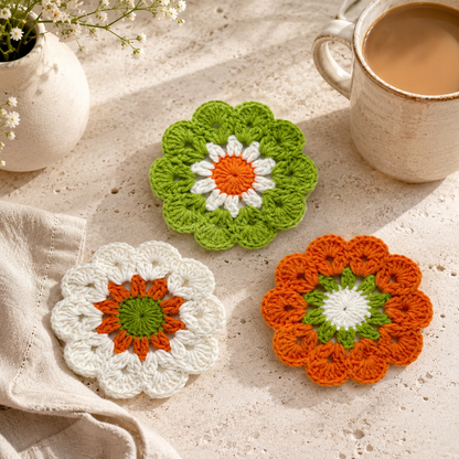 Petal Bloom Crochet Coaster