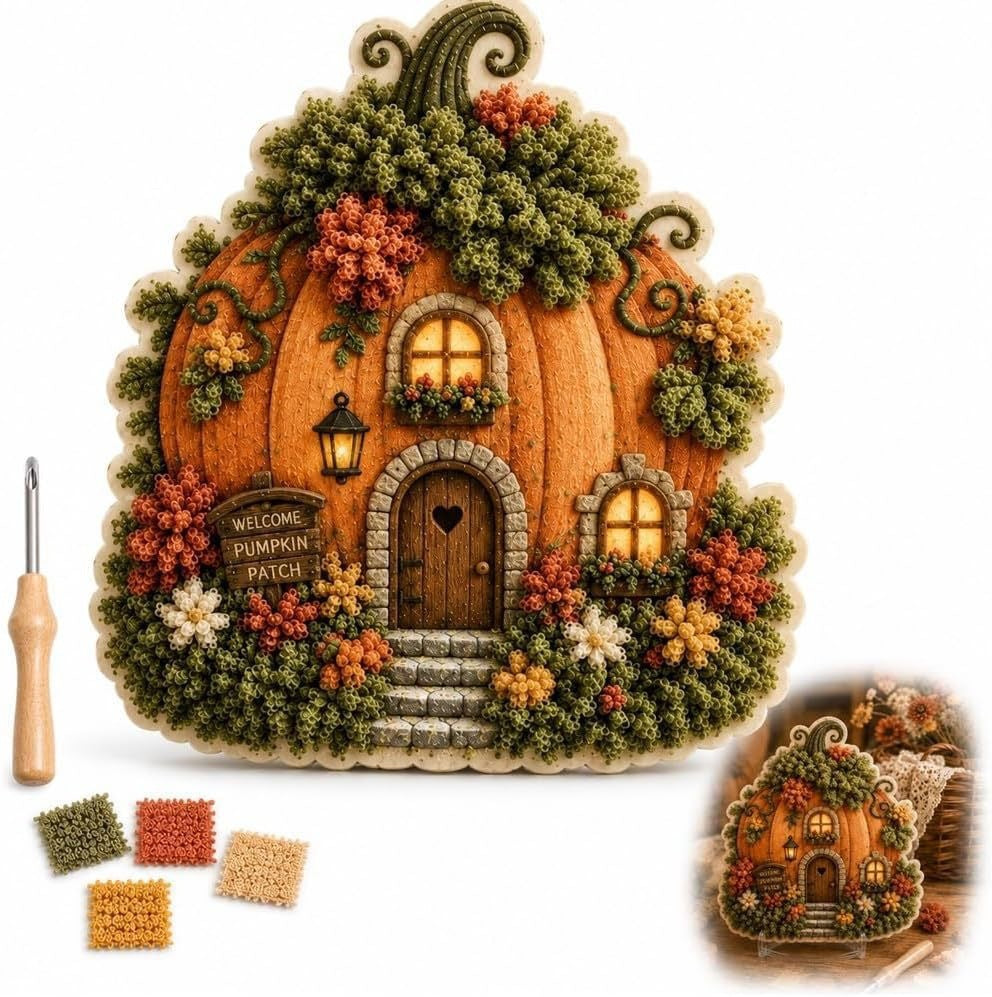 Cozy Cottage 3D Fabric Poke Art Kit